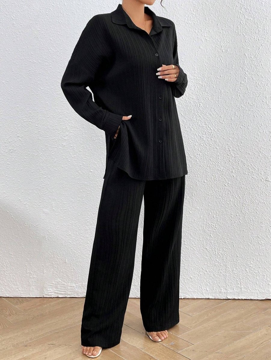 SHEIN LUNE Women's Loose Fit Drop - Shoulder Long Sleeve Shirt - Smgarment's