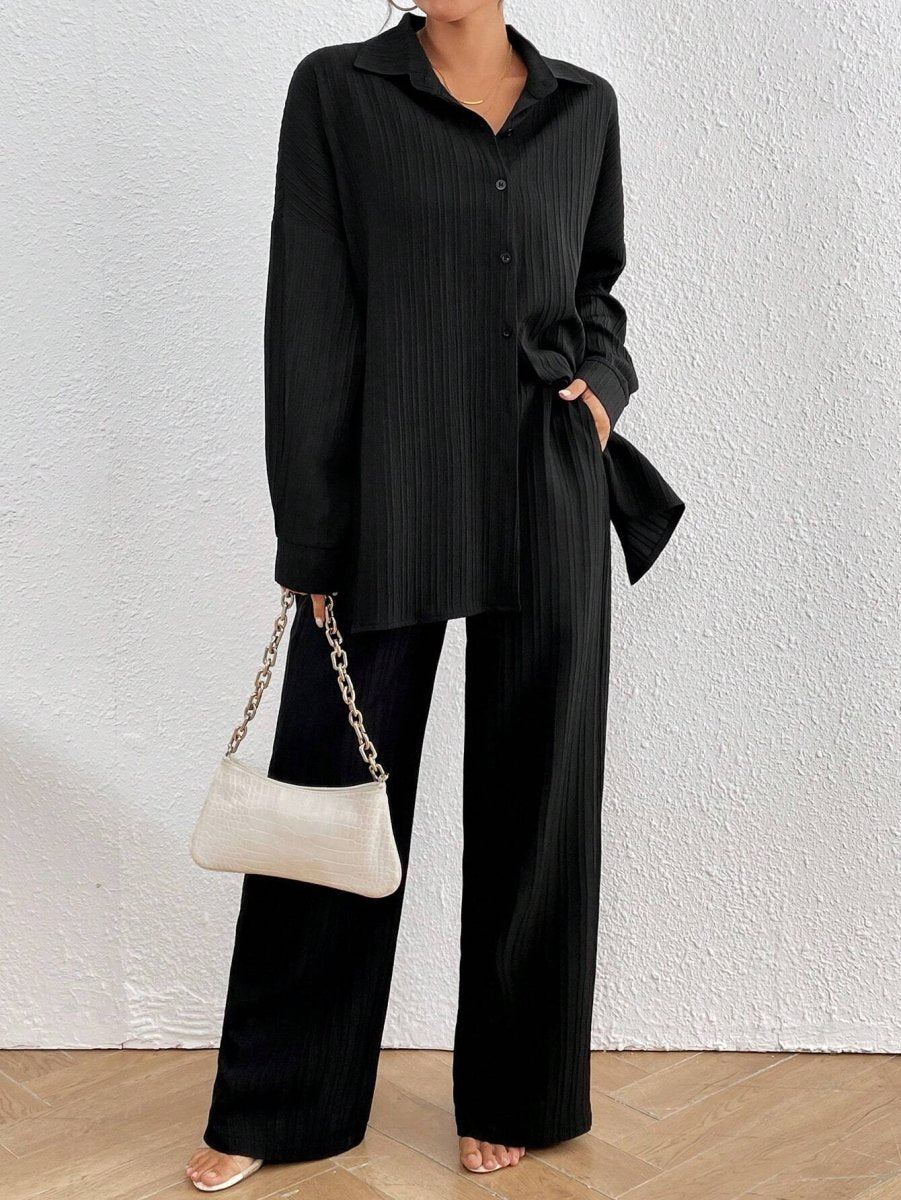 SHEIN LUNE Women's Loose Fit Drop - Shoulder Long Sleeve Shirt - Smgarment's