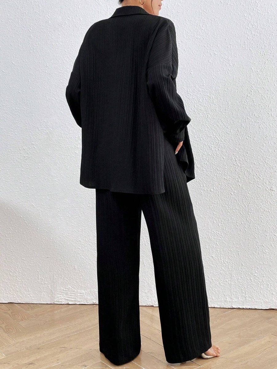 SHEIN LUNE Women's Loose Fit Drop - Shoulder Long Sleeve Shirt - Smgarment's