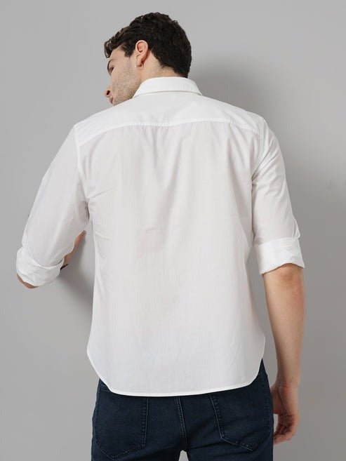 Solid Regular Fit Cotton White Shirt - Smgarment's