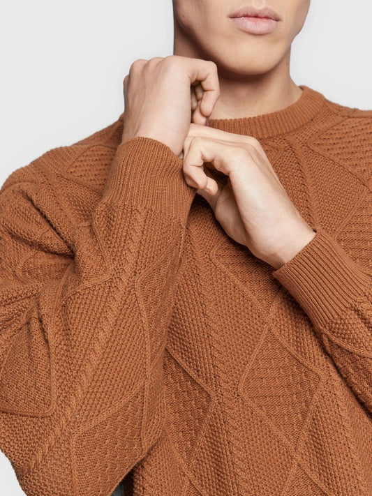 !Solid Sweater Deker Brown Regular Fit - Smgarment's