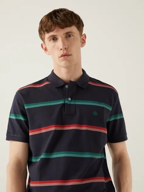 SPRINGFIELD Men's Striped Polo T Shirt in Blue - Smgarment's