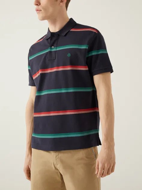 SPRINGFIELD Men's Striped Polo T Shirt in Blue - Smgarment's