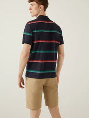 SPRINGFIELD Men's Striped Polo T Shirt in Blue - Smgarment's