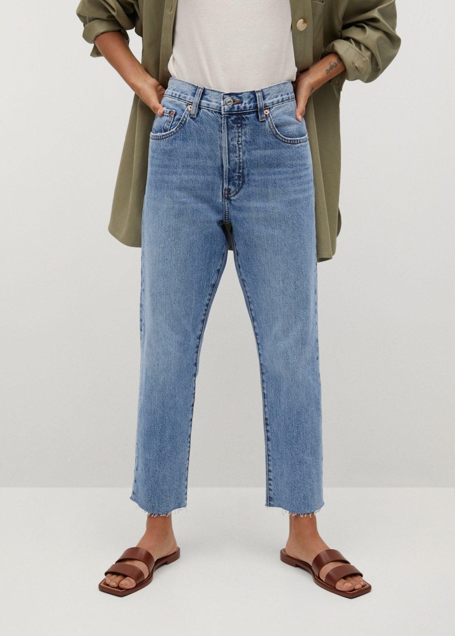 STRAIGHT CROPPED HIGH WAIST JEANS - SMgarment's