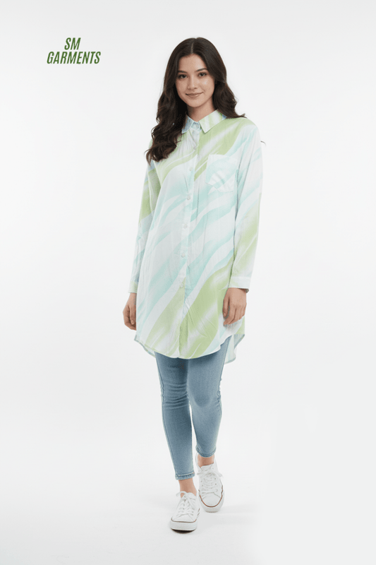 Stylish Abstract Print Tunic MEDIUM LONG Shirt - Smgarment's