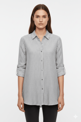 TAHARI WOMEN STRIPES LINEN SHIRT - Smgarment's