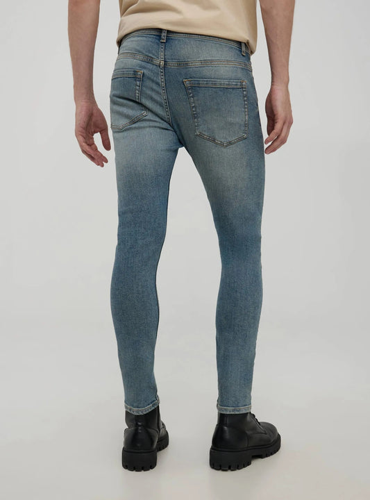 TERRANOVA Faded Effect Middle Blue Denim Skinny Jeans - Smgarment's