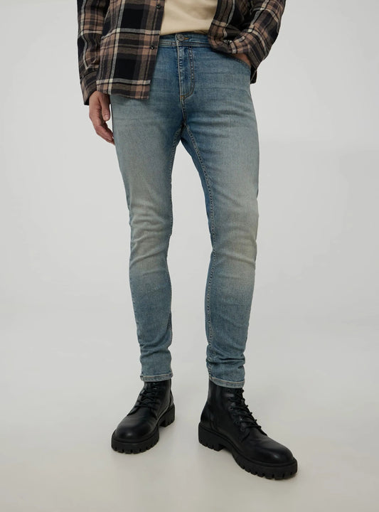 TERRANOVA Faded Effect Middle Blue Denim Skinny Jeans - Smgarment's