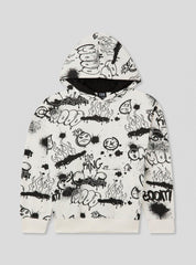 TERRANOVA Graffiti print hoodie in heavy fabric White wool - SMgarment's