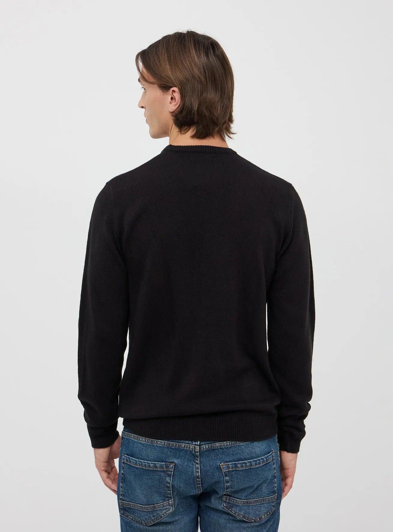 Plain crew neck jumper Black