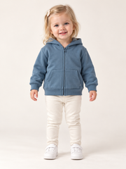 Toddler girls dusty blue zip-up hoodie front look, size 1.5–2 years