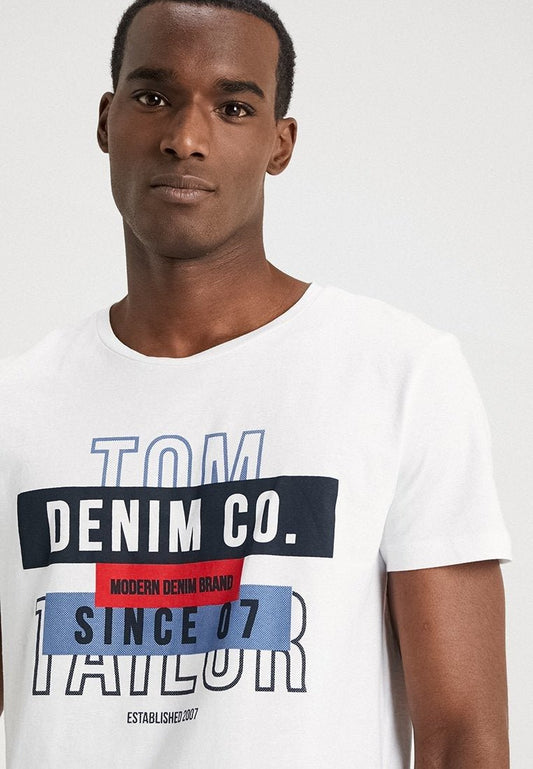 TOM TAILOR DENIM Print T-shirt - White - Smgarment's