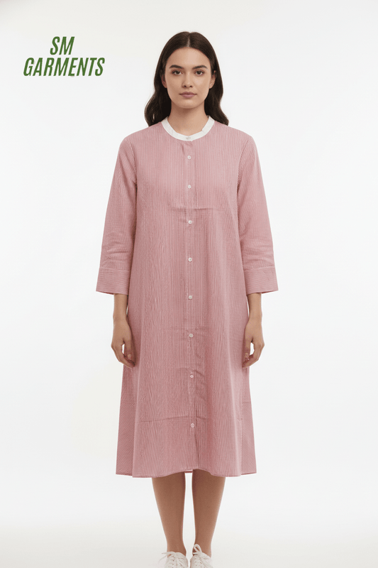 US WOMENS STRIPED LONG SHIRT DRESS - Smgarment's