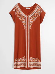 VENCA SHORT - SLEEVED DRESS WITH FRONT PRINT - SMgarment's