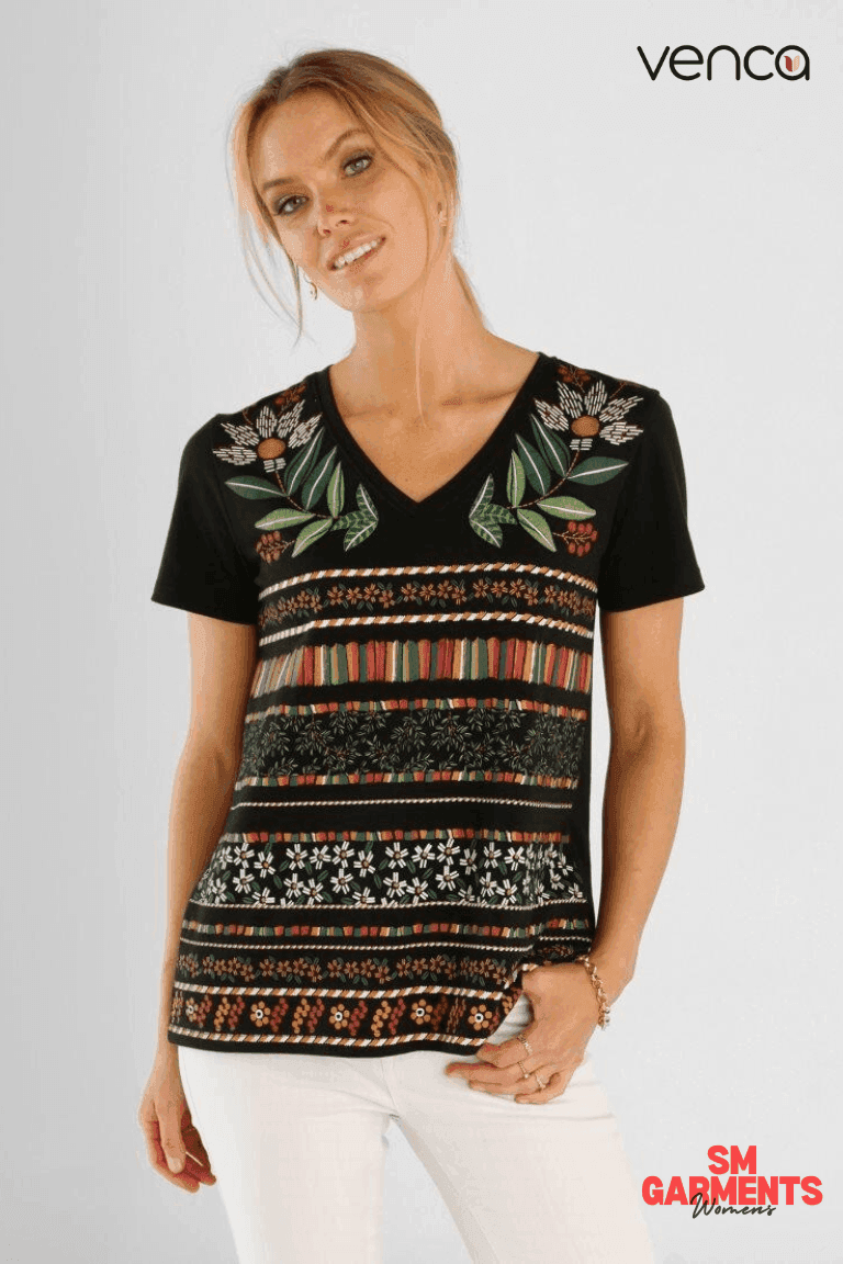 VENCA SHORT - SLEEVED T - SHIRT WITH FRONT PRINT - SMgarment's