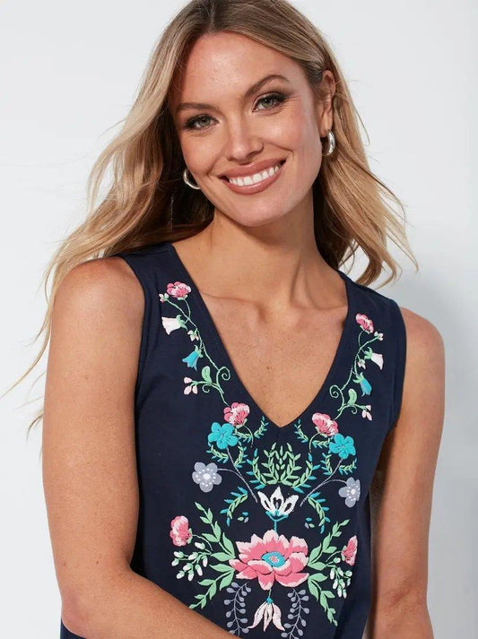 VENCA SLEEVELESS FLARED DRESS WITH EMBOSSED PRINT - SMgarment's