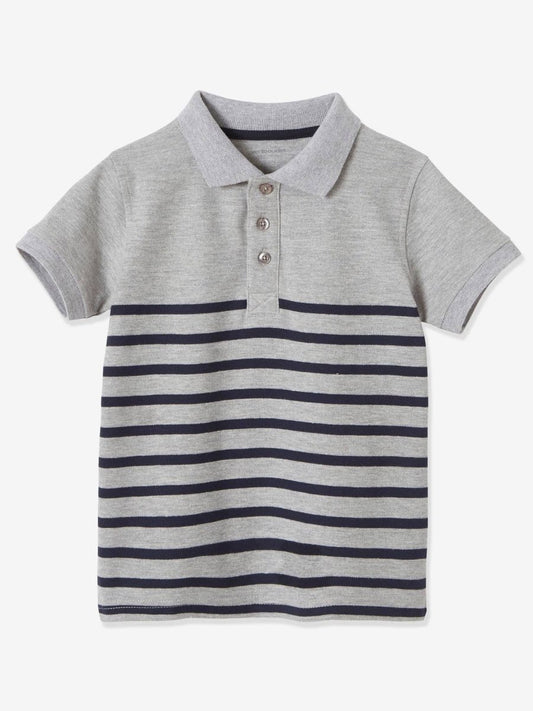 VERTBAUDET Boys Striped Piqué Knit Polo - Smgarment's