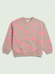 ZRAA Girls Pink Heart Print Sweatshirt – Dusty Rose