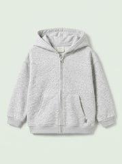 ZRAA Girls' Heather Grey Full-Zip Hoodie with Split Kangaroo Pockets