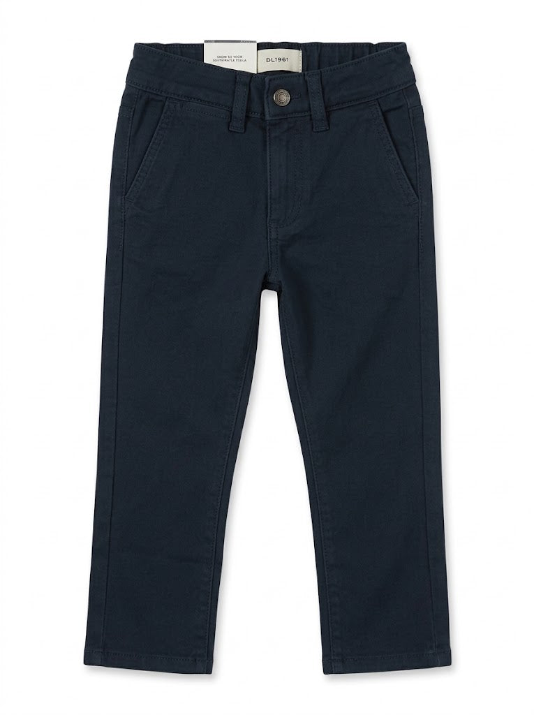 DL Boys Dark Navy Blue Slim Fit Stretch Twill Chino Trousers