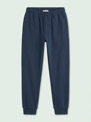 Boys' Casual Cotton-Blend Fleece Joggers – Navy Blue