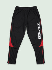 Boys Black and Red Sport Jogger Pants with Lettering and Zipper Hems