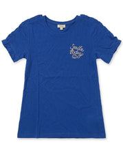 DPARIELGirls' Royal Blue "Smile Today" Embroidered Short-Sleeve T-Shirt| SM GARMENTS