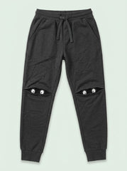 Boys BRANDED' Dark Grey Novelty Joggers with Knee Eye Graphics