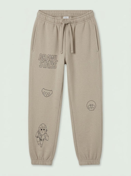 BRANDED Boys' Casual Cotton-Blend Fleece Graphic Joggers – Taupe