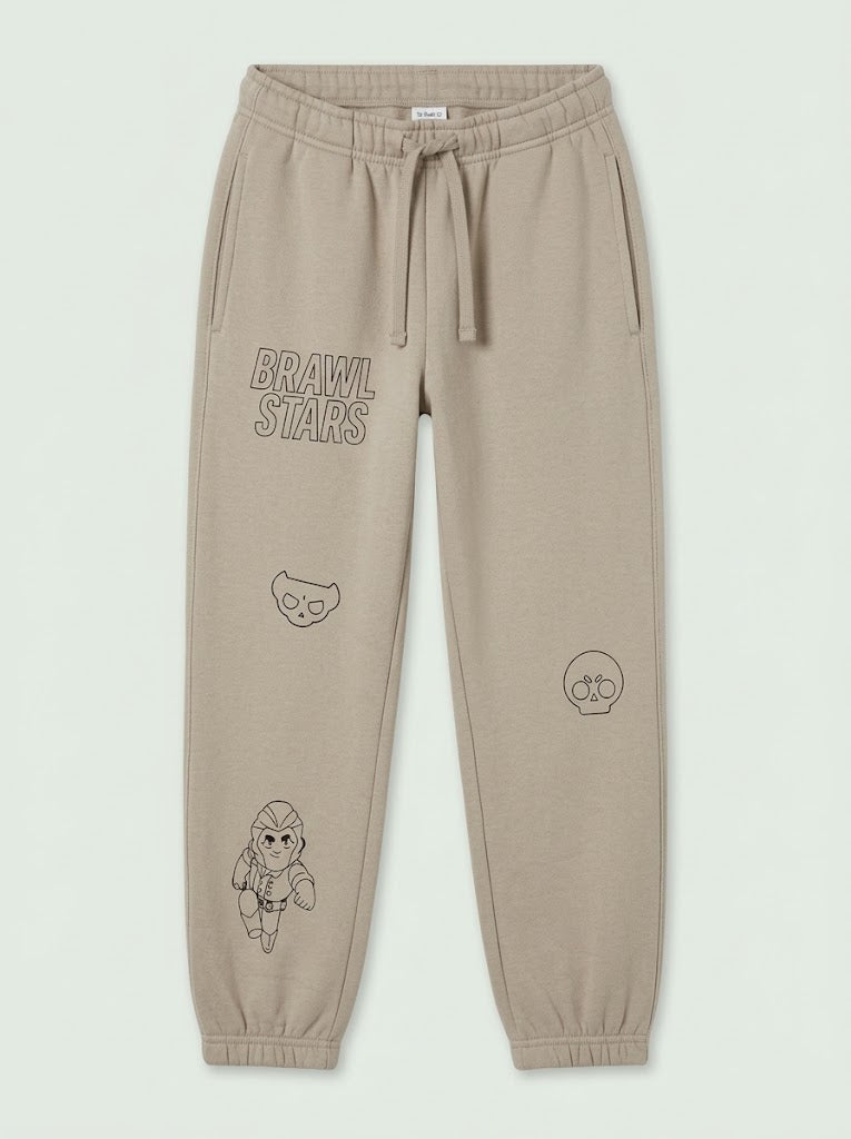 BRANDED Boys' Casual Cotton-Blend Fleece Graphic Joggers – Taupe