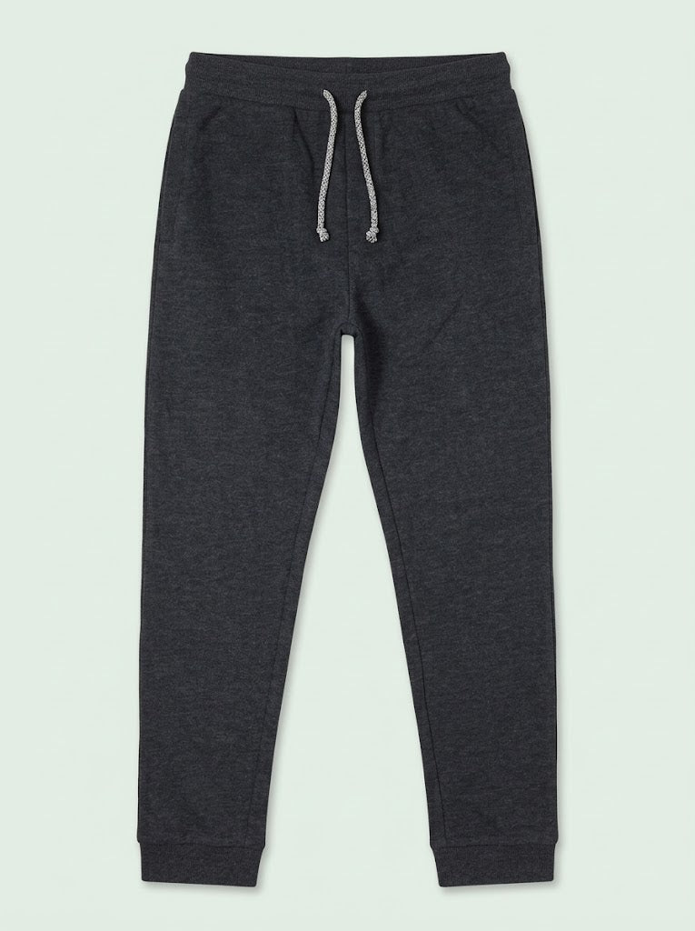 Boys Dark Grey Heather Jogger Pants with Contrast Drawstring Waist