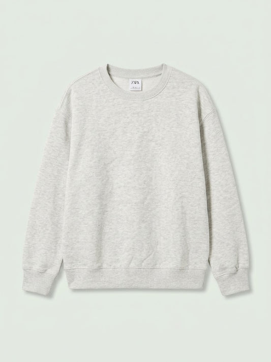 BRANDED boys' Casual Cotton-Blend Fleece Crewneck Sweatshirt – Light Gray Heather