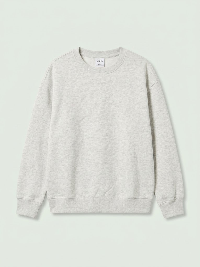 BRANDED boys' Casual Cotton-Blend Fleece Crewneck Sweatshirt – Light Gray Heather