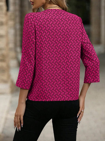 Women Full Sleevs V - Neck Printed Tee - Smgarment's