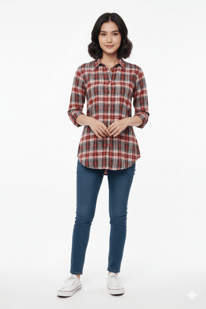 WOMEN ONLY CHECK SHIRT - Smgarment's