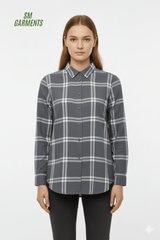 WOMEN ONLY GRAY CHECK SHIRT - Smgarment's