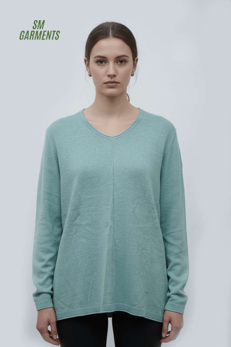 WOMENS BASIC V NECK SWEATER - Smgarment's