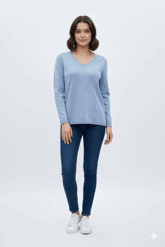 WOMENS BASIC V NECK SWEATER - Smgarment's
