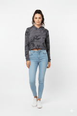 WOMENS CROPPED DARK CAMO PRINTED HOODIE - Smgarment's