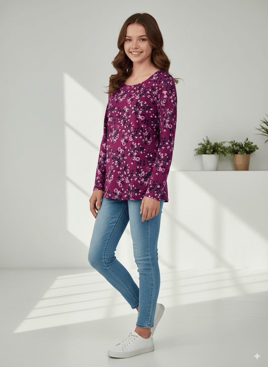 WOMEN'S FULL SLEEVE PRINTED T - SHIRT - Smgarment's