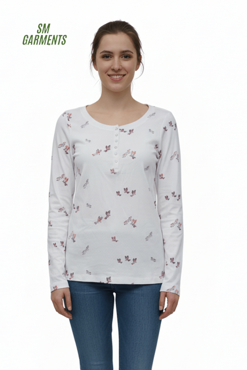 WOMENS PRINTED FULL SLEEVE T SHIRT - Smgarment's