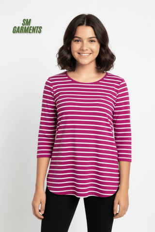 WOMENS STRIPED T - SHIRT - Smgarment's