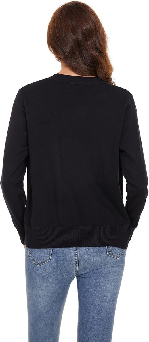 WOMENS V NECK BLACK CARDIGAN - Smgarment's