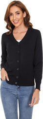 WOMENS V NECK BLACK CARDIGAN - Smgarment's
