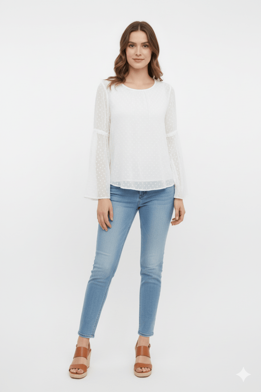 WOMENS WHITE PRINTED TOP - Smgarment's