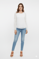 WOMENS WHITE PRINTED TOP - Smgarment's