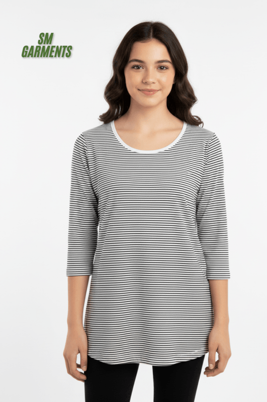 YESSICA STRIPED FULL SLEEVE WOMENS T - SHIRT - Smgarment's