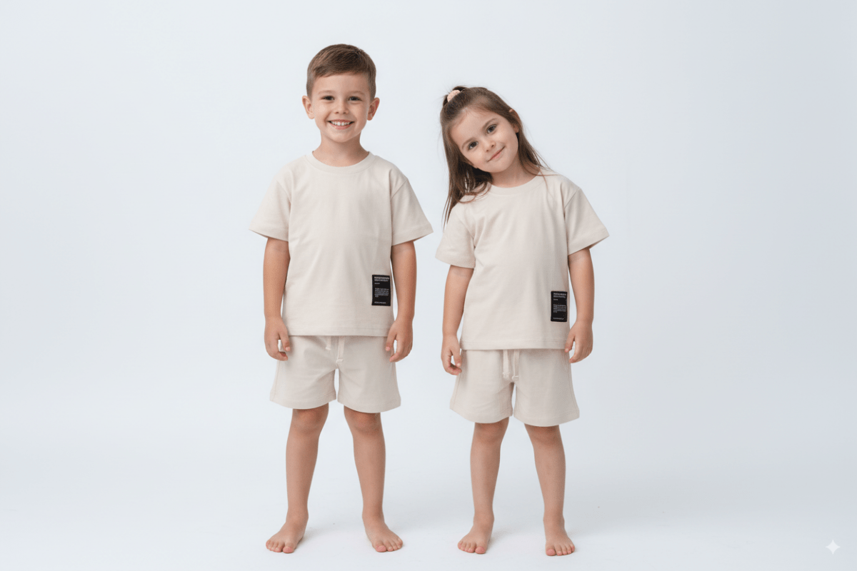 ZARA Kids Plain Tee & Shorts Loungewear Set - Smgarment's