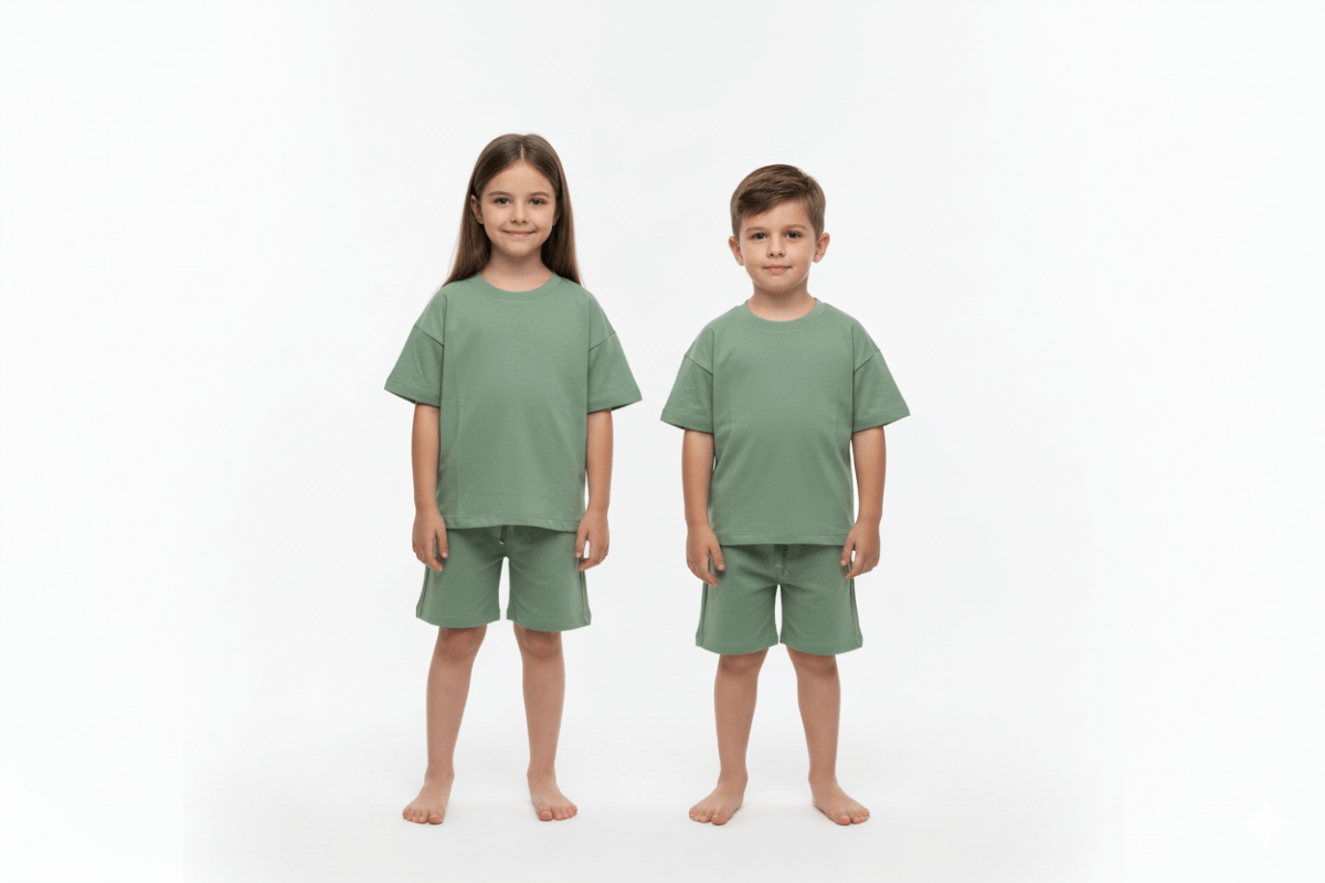 ZARA Kids Plain Tee & Shorts Loungewear Set - Smgarment's